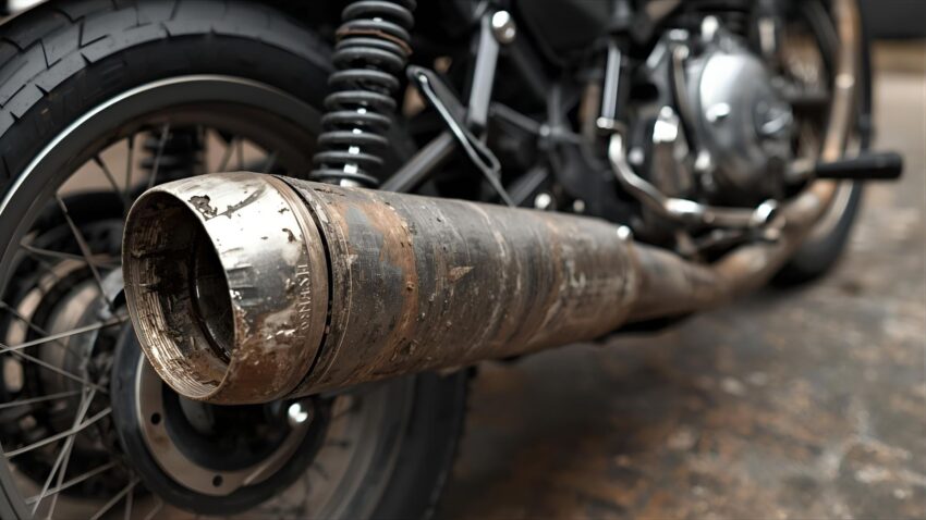 古くなったバイクのマフラー