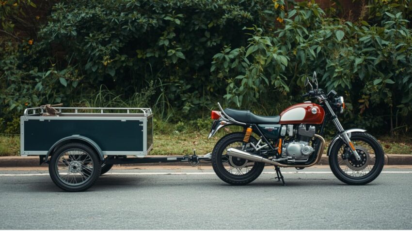 バイクにリアカーをつけた状態